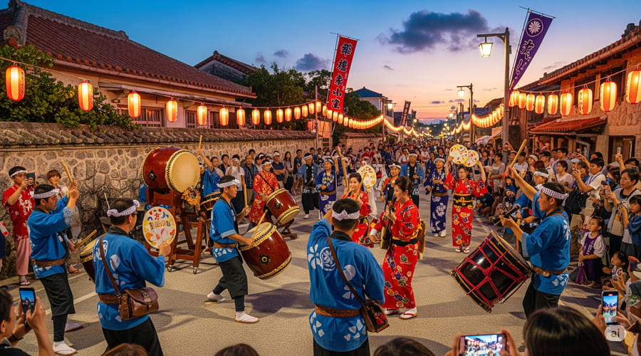 Danse Eisa pendant le Kyûbon à Okinawa