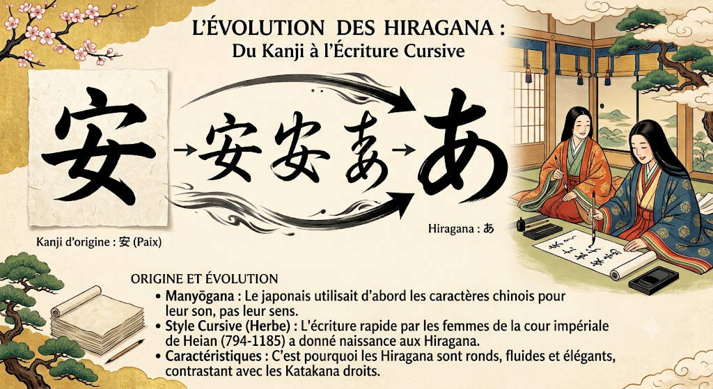Évolution des Kanji vers les Hiragana
